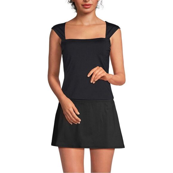 Land's End Plus Size Square Neck Wide back straps tankini top black Various size - Picture 3 of 7